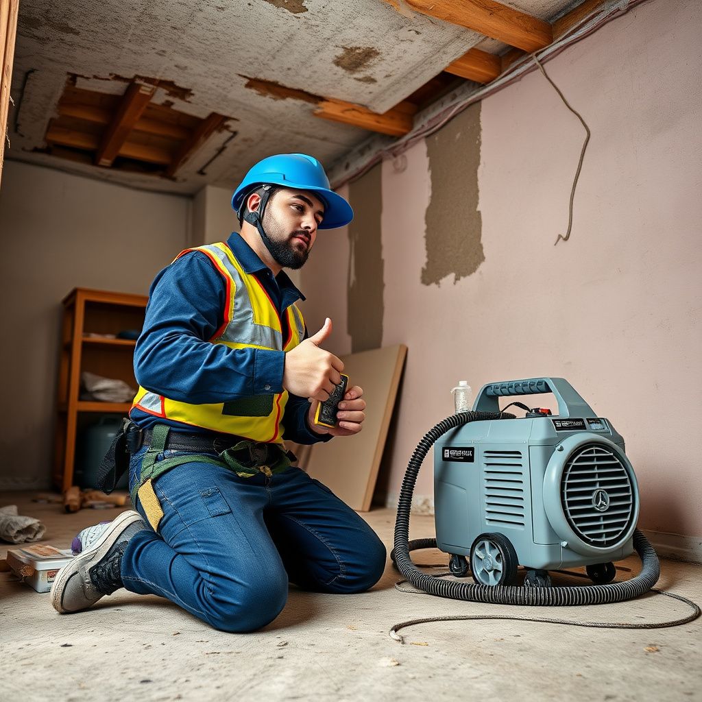 A certified mold remediation technician from Star Pro Mold Removal performing air quality testing inside a Burleson home.