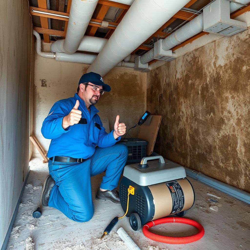 A Star Pro Mold Removal team member in full PPE setting up containment barriers inside an an Arlington home, ensuring safe and effective mold remediation.